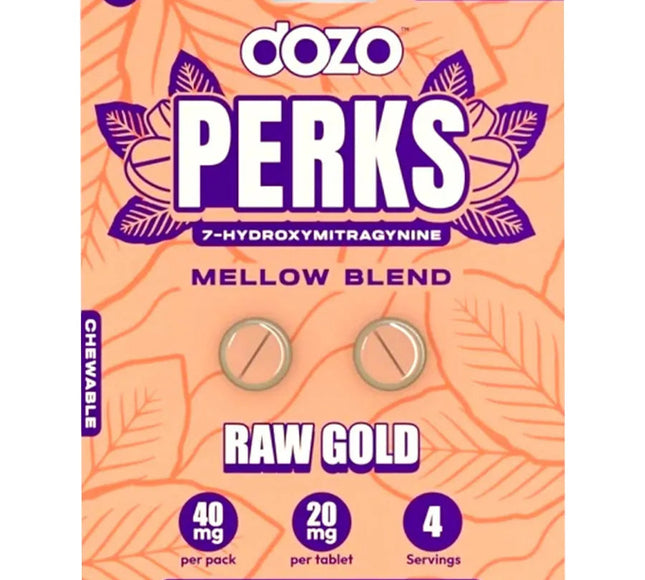 Dozo Perks Raw Gold Extract Tablets – 2-Count (Approximately 40 mg Total Alkaloids)