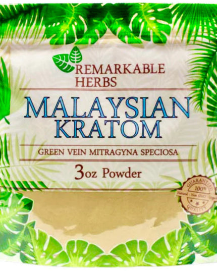 Remarkable Herbs Green Vein Malaysian Kratom Powder – 3 oz (85 g)