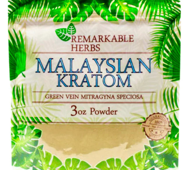 Remarkable Herbs Green Vein Malaysian Kratom Powder – 3 oz (85 g)