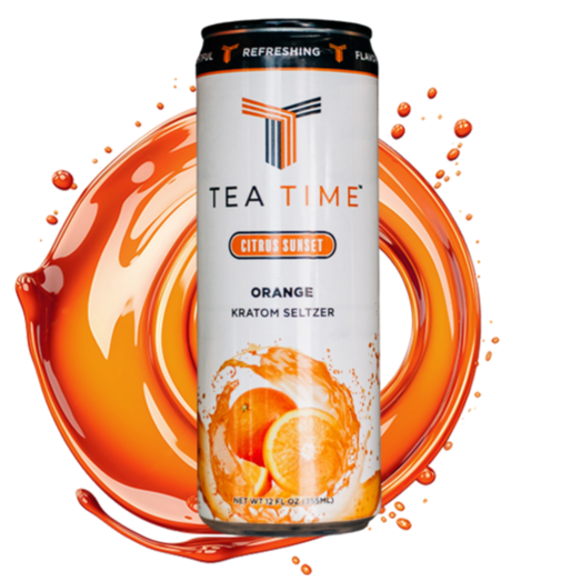 Tea Time Orange Seltzer – Citrus Bright Kratom Beverage (45 mg Mitragynine per Can)