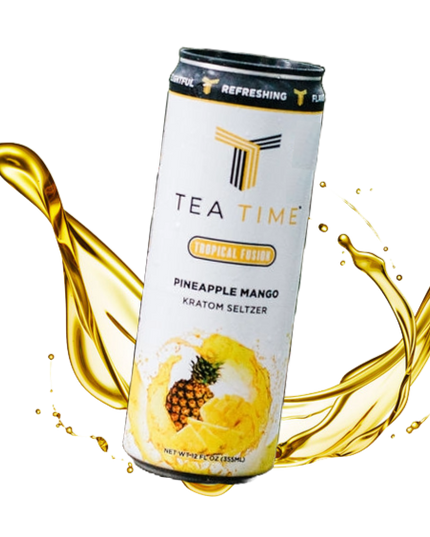 Tea Time Tropical Fusion Pineapple Mango Seltzer – Softly Carbonated, 45 mg Mitragynine