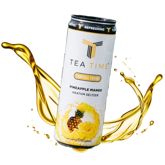 Tea Time Tropical Fusion Pineapple Mango Seltzer – Softly Carbonated, 45 mg Mitragynine