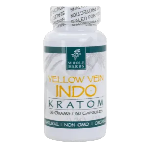 Whole Herbs Yellow Vein Indo Kratom Capsules – 60 Count
