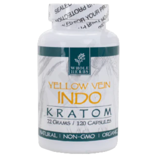 Whole Herbs Yellow Vein Indo Kratom Capsules – 120 Count